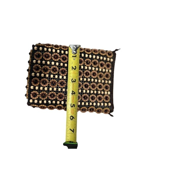 Handcrafted Panama Beaded Wooden Crossbody Bag With Floral Design & Zipper‎ - Picture 9 of 12